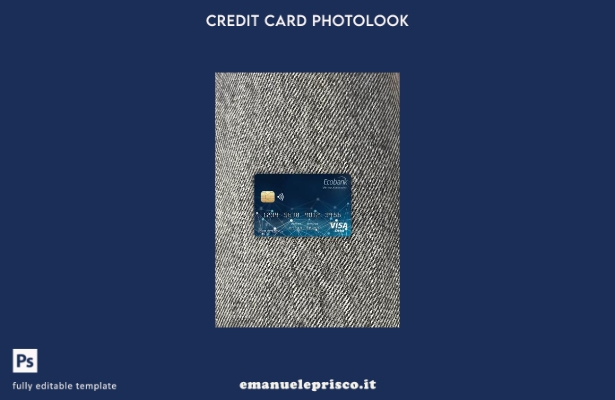 modello frontale photolook con carta visto bancario Ecobank stile verificato del